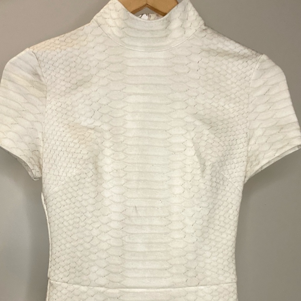 Snake Print Mock Neck Short Sleeve Bodycon Dress - Picture 10 of 10